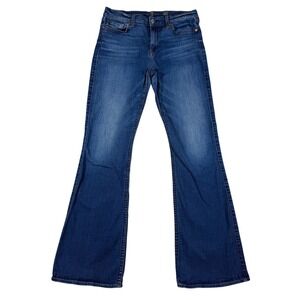 7 For All Mankind Ali Flare Jeans Womens 31 Dark Wash Blue Stretch Wide Leg USA